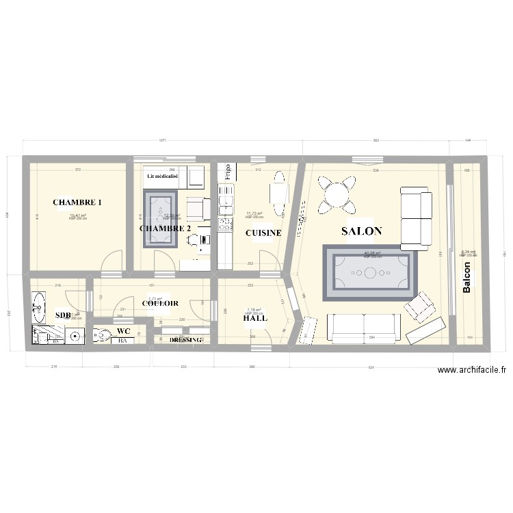YAGAN. Plan de 9 pièces et 110 m2
