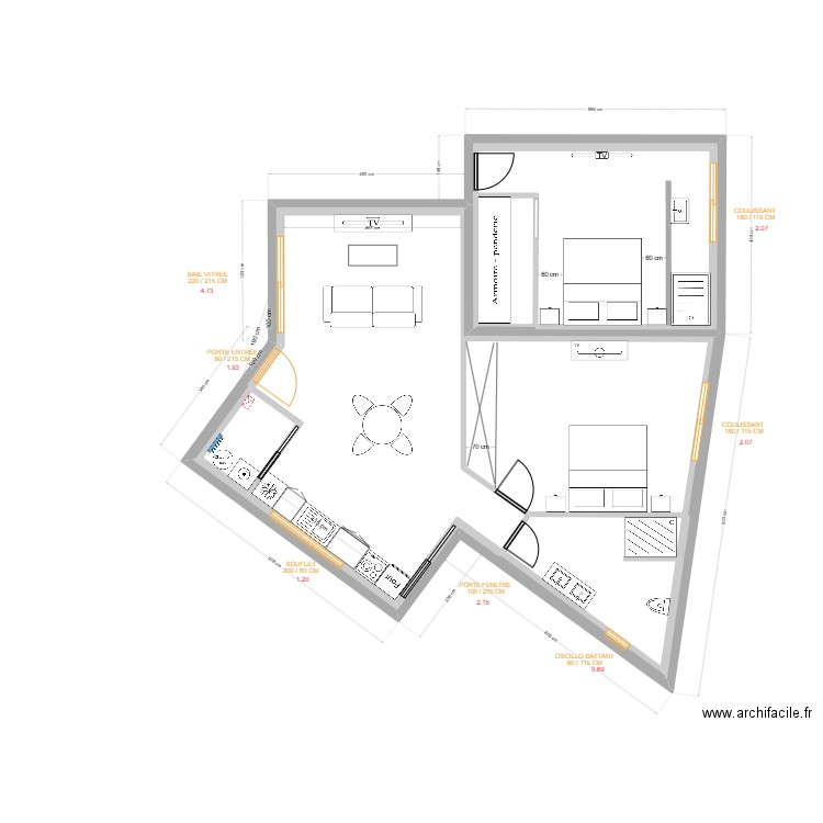 plan aure 4. Plan de 8 pièces et 180 m2