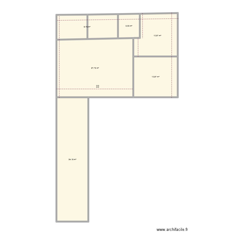 appartement II INSS. Plan de 6 pièces et 85 m2