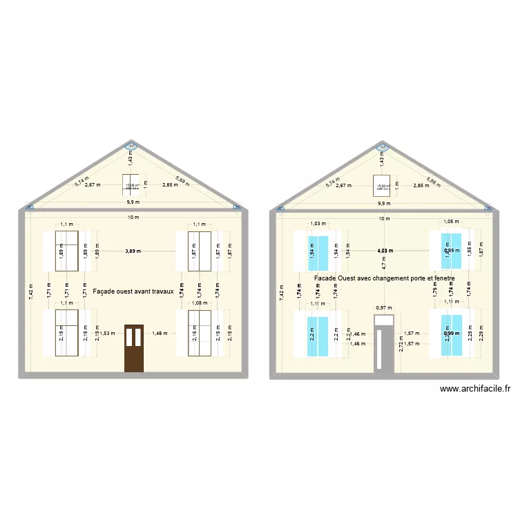 façade ouest. Plan de 4 et 178 m² façade ouest. Plan de 4 et 178 m²