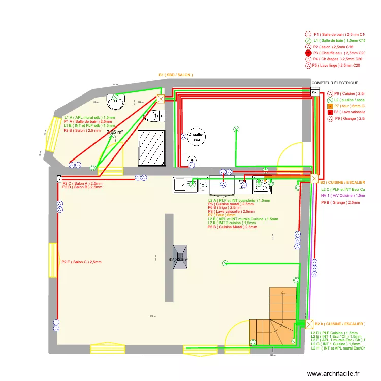 FAVEROLLES_ELECTRICIT&Eacute;_MAISON. Plan de 5  et 102 m²
