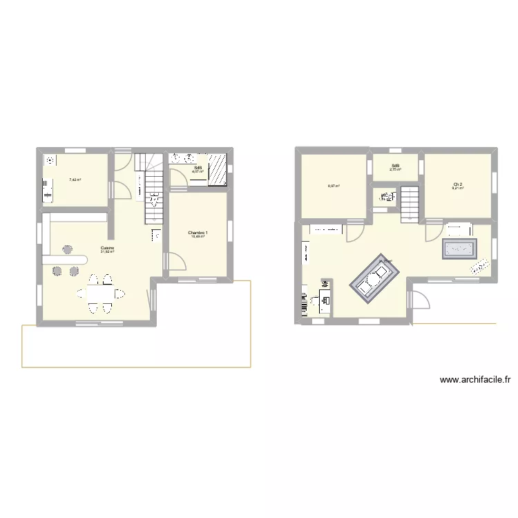Projet 2 SP. Plan de 9  et 108 m²