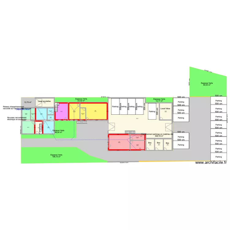 La grange hatten apr&egrave;s travaux. Plan de 