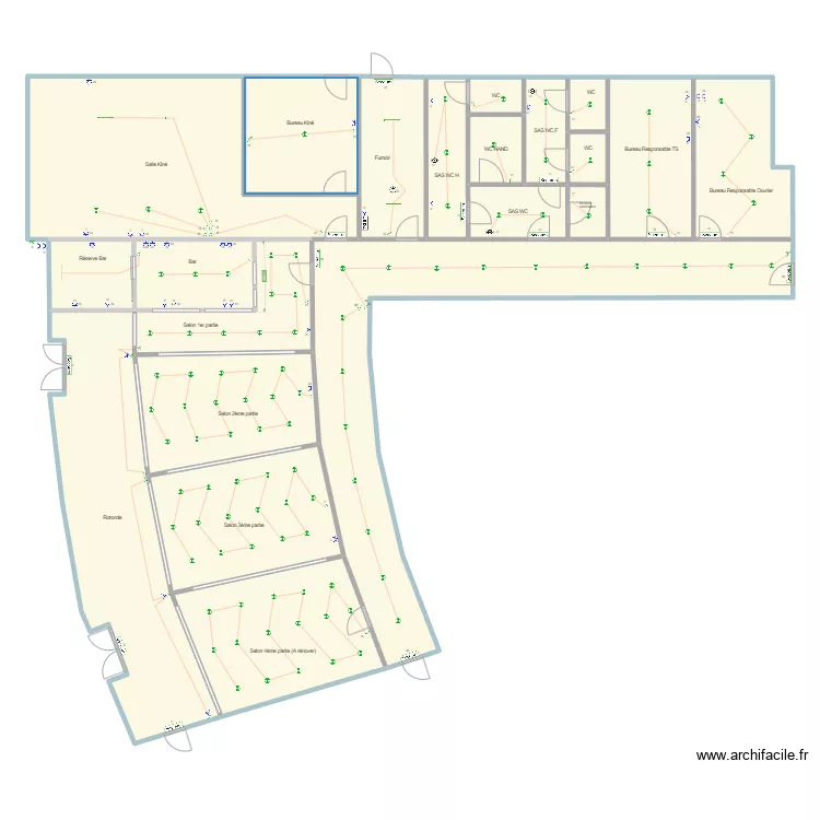 salon. Plan de 21  et 376 m²