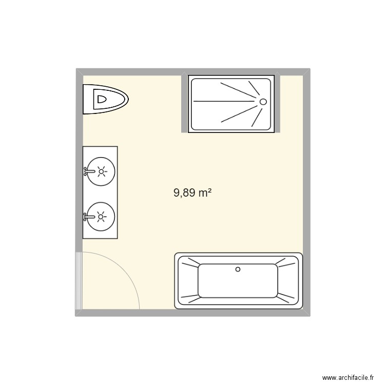 salle de bain. Plan de 1 pièce et 10 m2