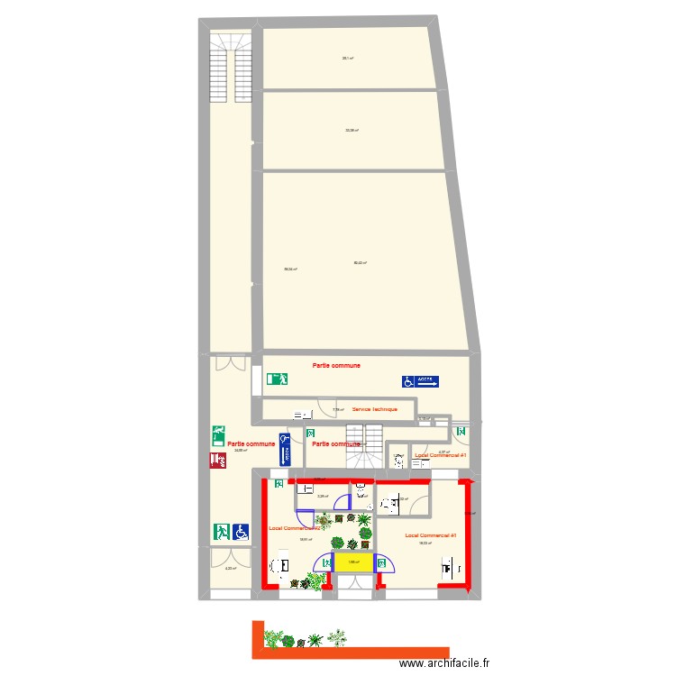SCI Berné 3 Fleuriste. Plan de 35 pièces et 617 m2