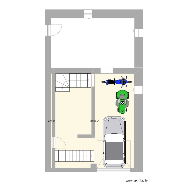 Garage. Plan de 2 pièces et 39 m2
