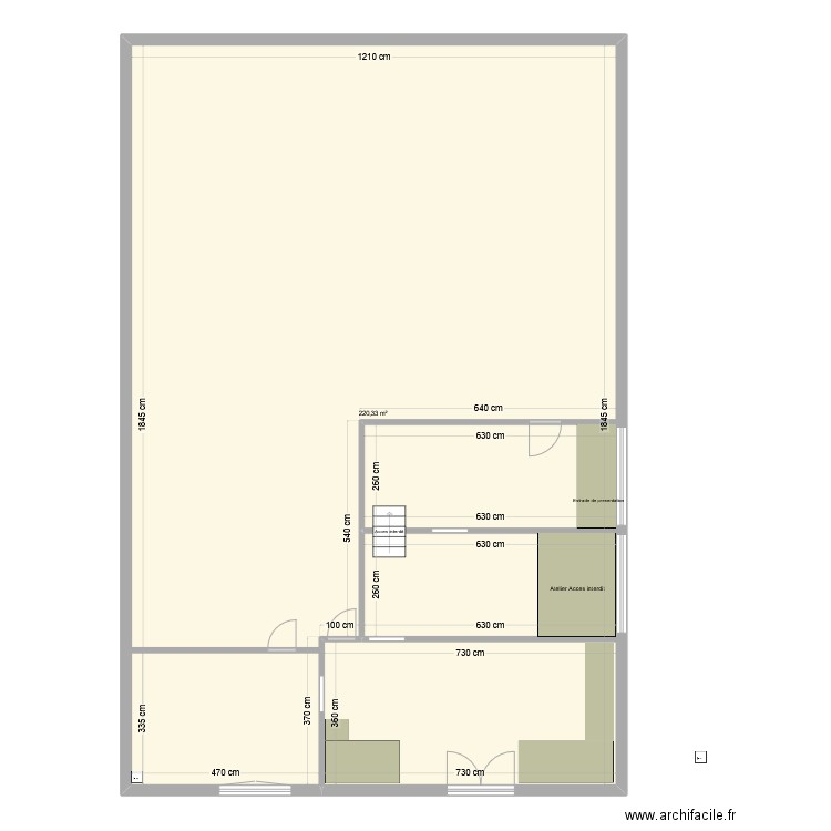 Kinklet vue d'ensemble. Plan de 1 pièce et 220 m2