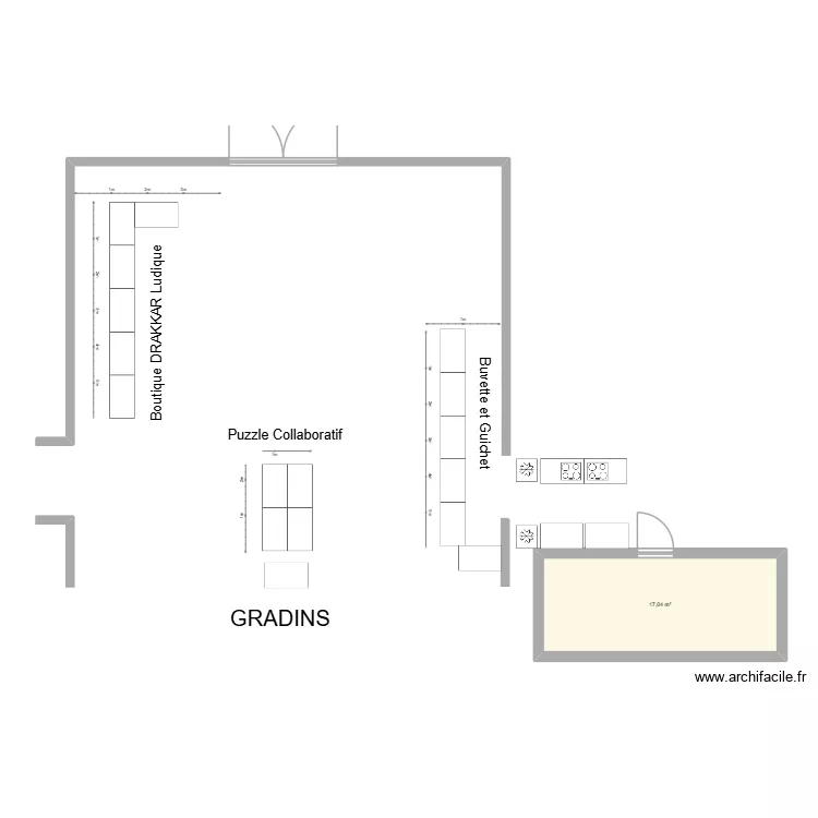 Grand Bassin PdF. Plan de 1  et 17 m²