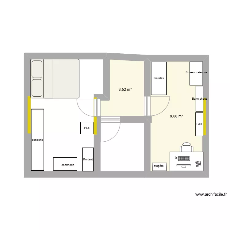 Loc kerascoet etage. Plan de 2 Pièces et 13 m² Loc kerascoet etage. Plan de 2 Pièces et 13 m²