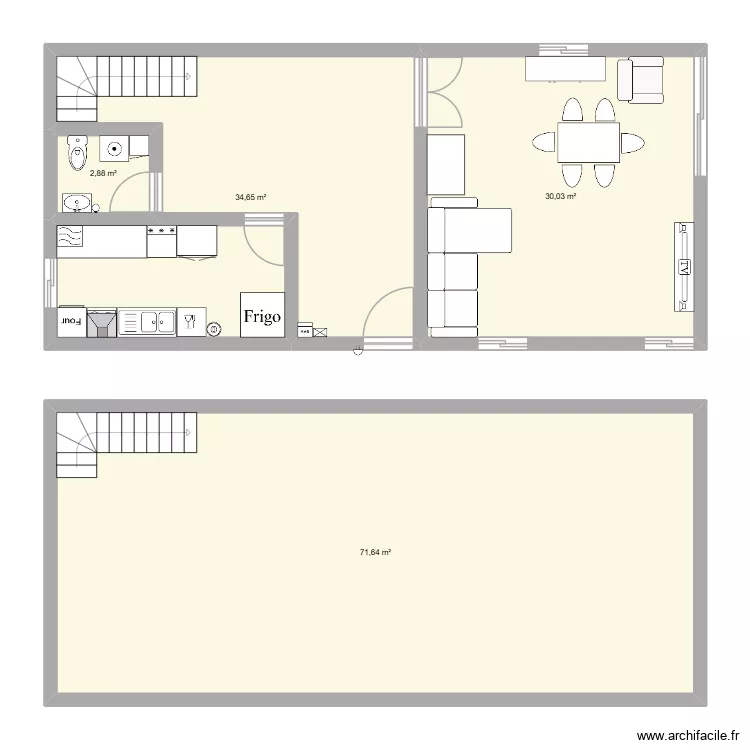 caca. Plan de 4  et 139 m²