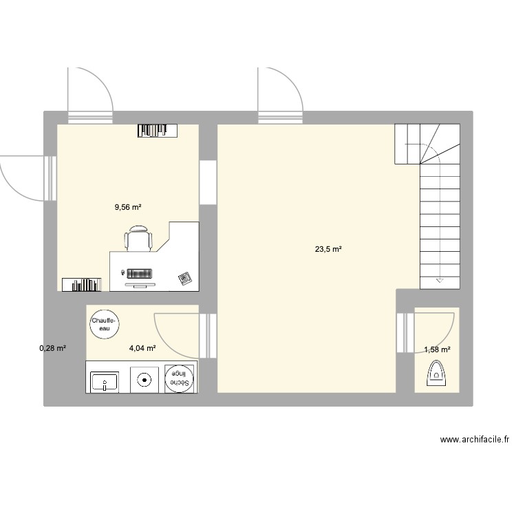 Section Barro. Plan de 5 pièces et 39 m2