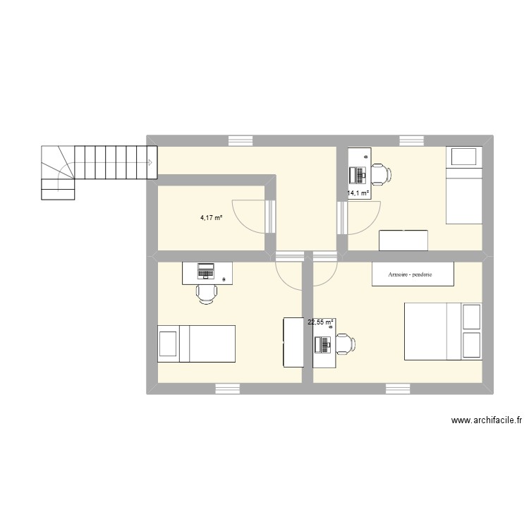 Mezza Loups. Plan de 3 pièces et 41 m2