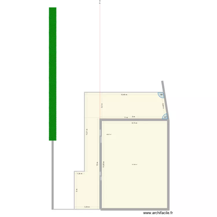 Terrasse ext&eacute;rieur. Plan de 2  et 170 m²
