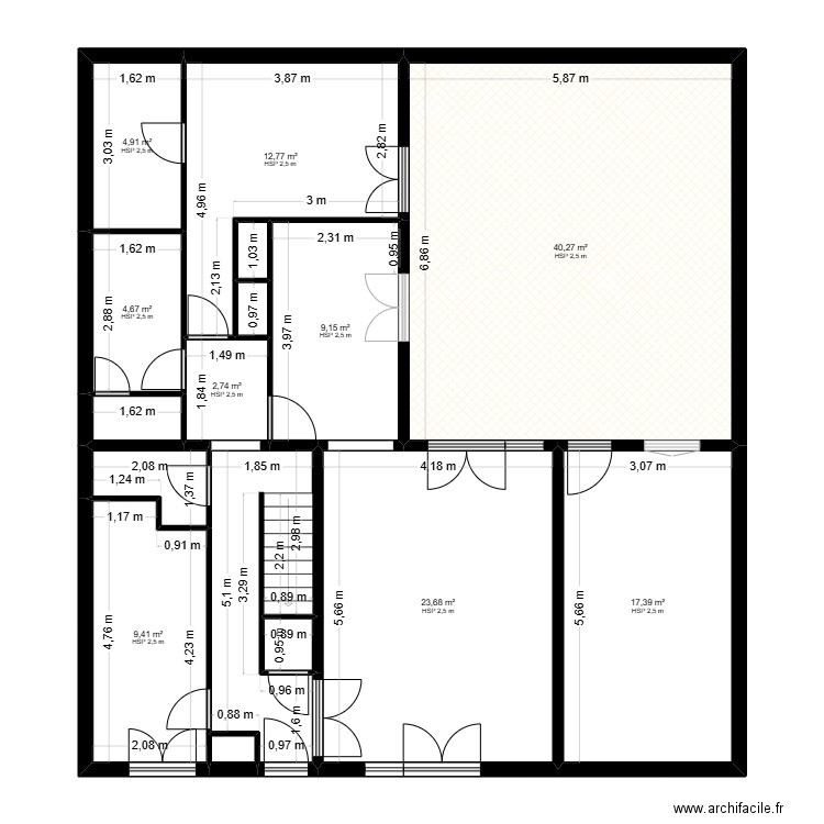 PLAN REZ-DE-CHAUSSEE - GOMMENDY. Plan de 16 pièces et 140 m2