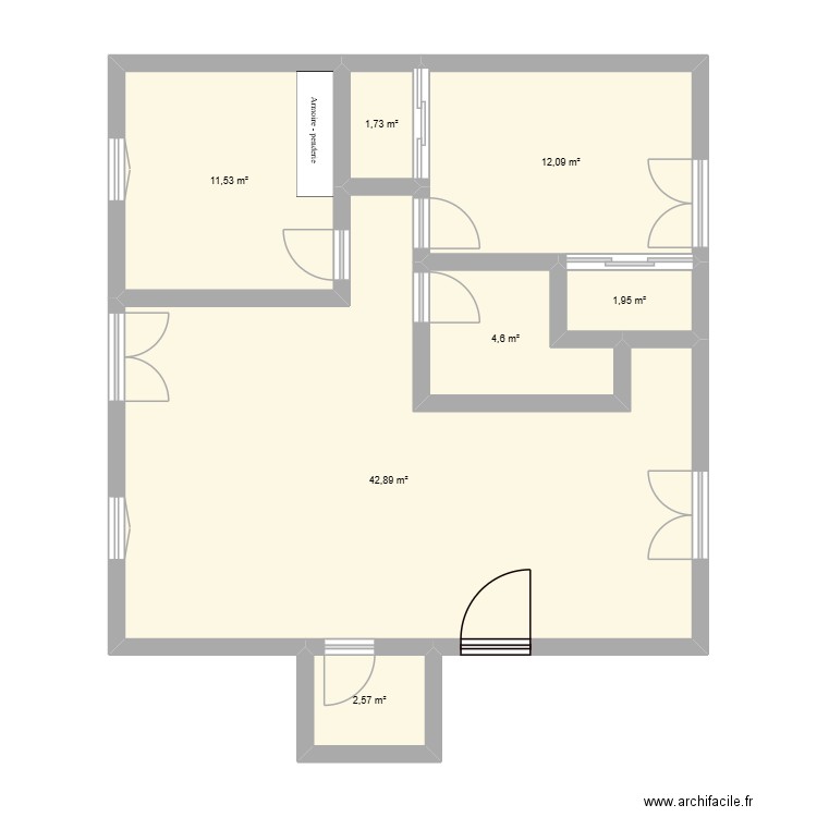 cell sasha. Plan de 7 pièces et 77 m2