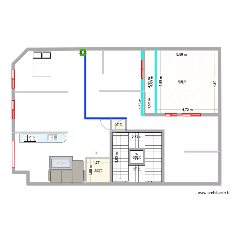 4 eme V3. Plan de 6  et 46 m²