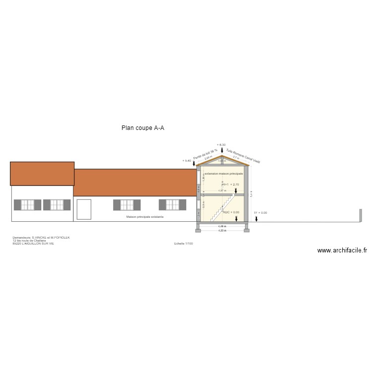 PLAN COUPE A-A. Plan de 0 pièce et 0 m2