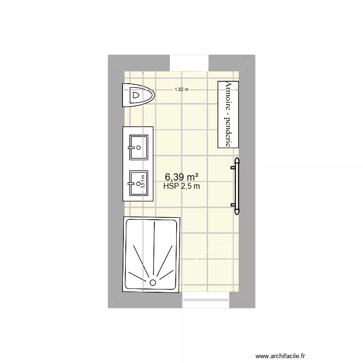 GALEROT. Plan de 1 pièce et 6 m²