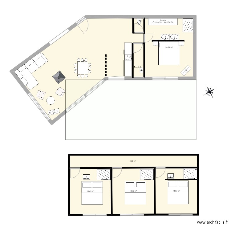 Vallensole_ex_1. Plan de 6 pièces et 126 m2
