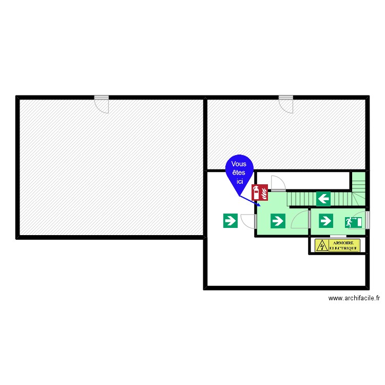 PLAN D'EVACUATION RAISMES 1ER ETAGE. Plan de 7 pièces et 176 m2