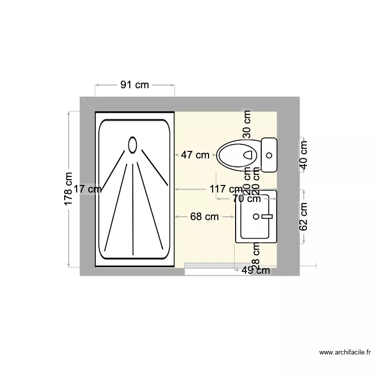 sdb etage marci douche et lavabo . Plan de 