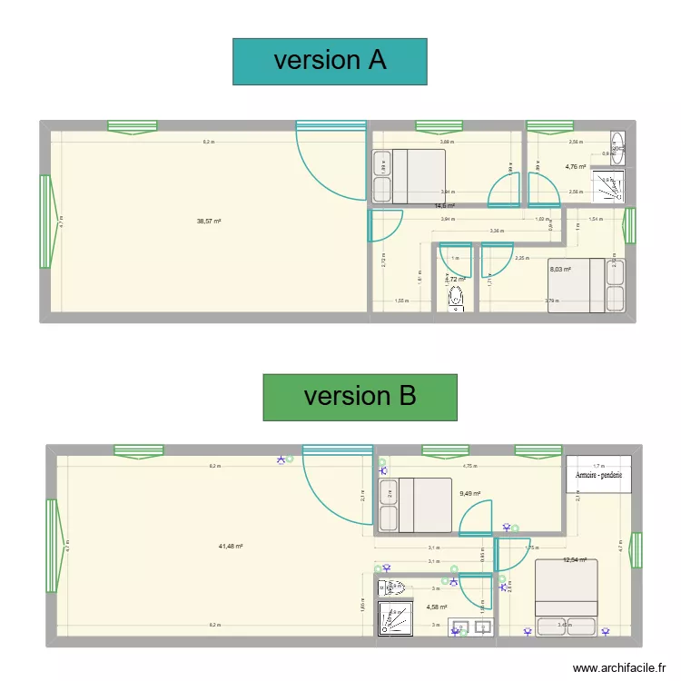 Appart atelier volets. Plan de 9 Pièces et 136 m² Appart atelier volets. Plan de 9 Pièces et 136 m²