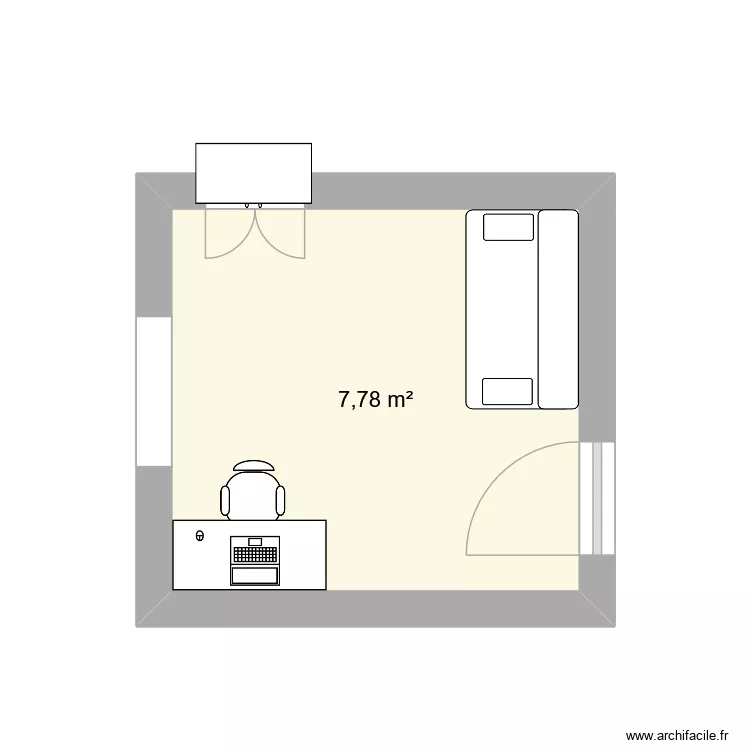 bureau. Plan de 1  et 8 m²