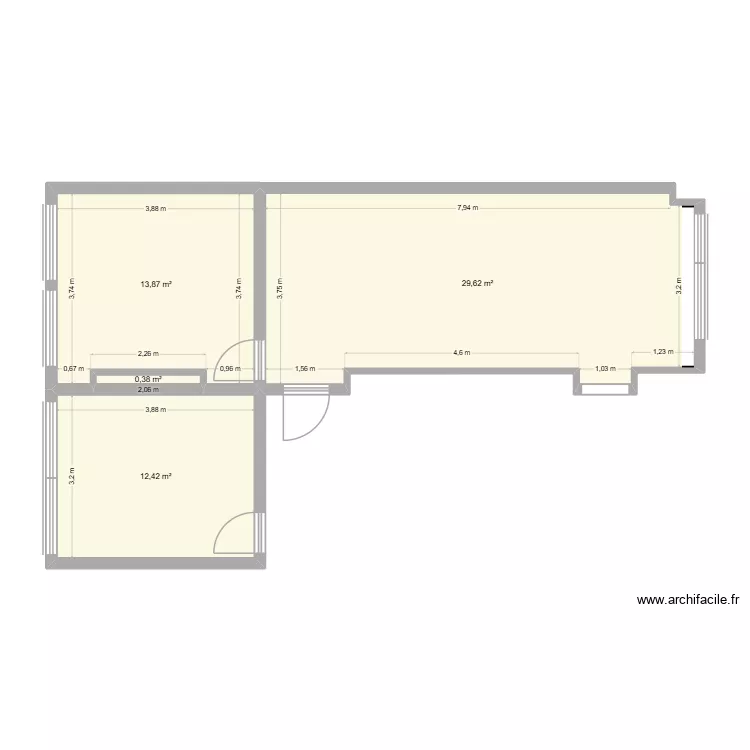 Plan 3e Vierge. Plan de 4 et 56 m² Plan 3e Vierge. Plan de 4 et 56 m²