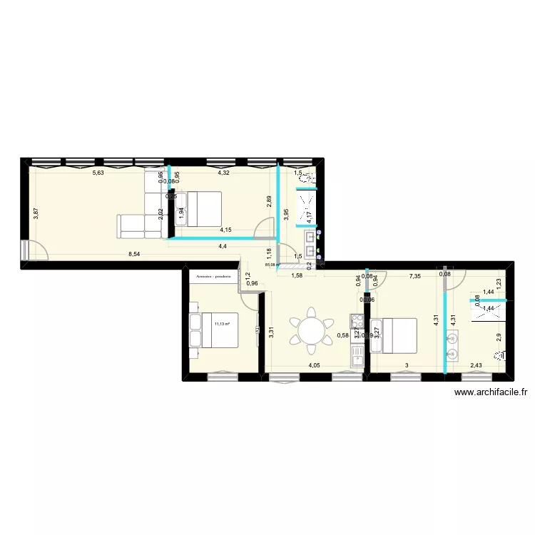 2 passage de la fonderie modif plan 2. Plan de 2  et 96 m²