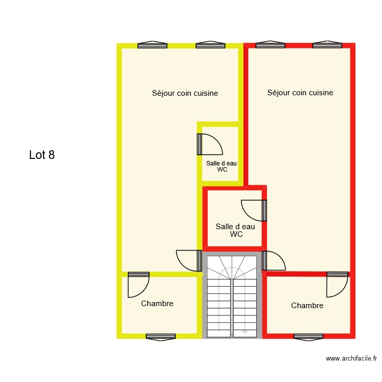 appart. Plan de 8 pièces et 71 m2