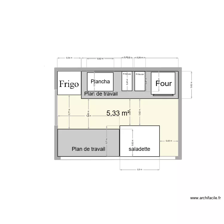 FOODTRUCK GAEL. Plan de 1  et 5 m²