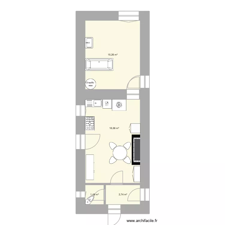 ROBILIARD existant. Plan de 4  et 38 m²