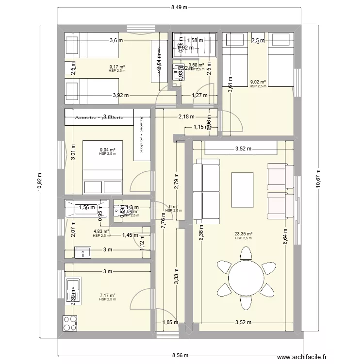APPARTEMENT BEAUVAIS. Plan de 9  et 76 m²