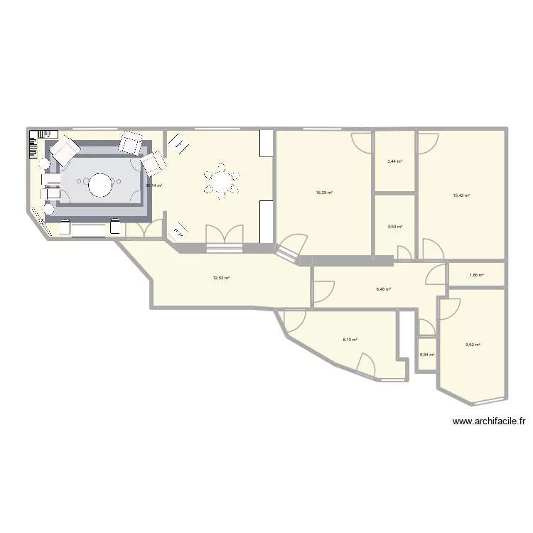 Bossiere. Plan de 11  et 116 m²