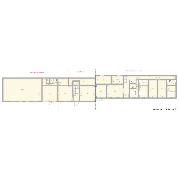 Les 3 saules rénovation V2. Plan de 41 pièces et 614 m2