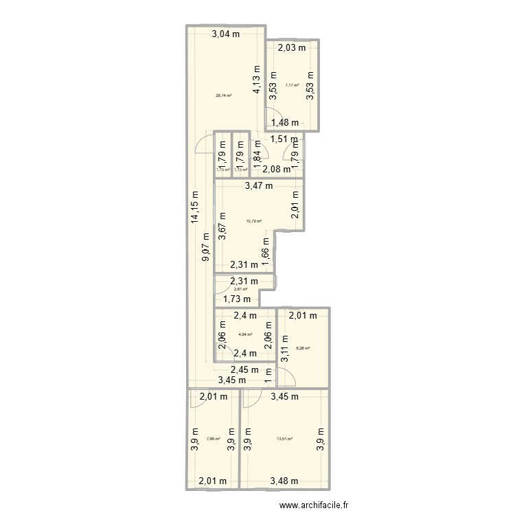 Piso Benimaclet. Plan de 10 pièces et 84 m2