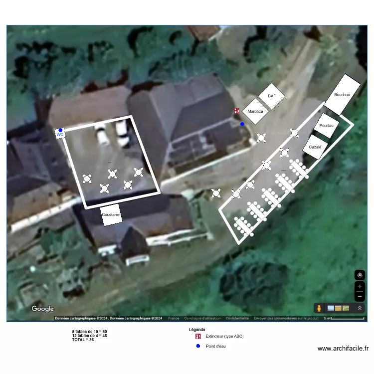 Coustarret - Repas ext&eacute;rieur. Plan de 