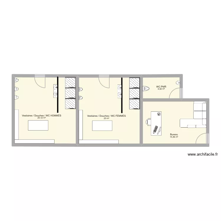 VUE DE DESSUS SOL. Plan de 4 pièces et 66 m² VUE DE DESSUS SOL. Plan de 4 pièces et 66 m²