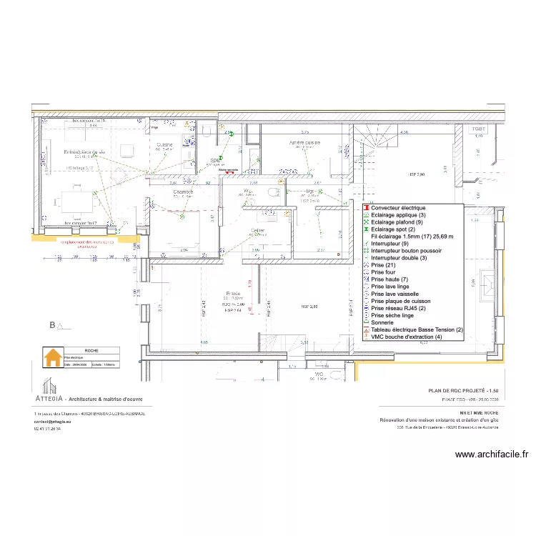 Plan électrique Gîte Roche. Plan de Plan électrique Gîte Roche. Plan de
