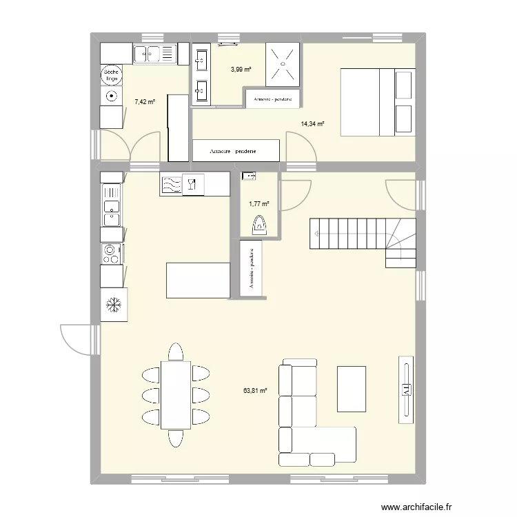 guibert. Plan de 5  et 91 m²