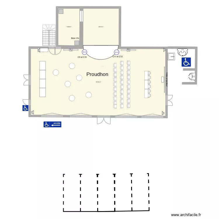 Proudhon avec chaises. Plan de 3 Pièces et 202 m² Proudhon avec chaises. Plan de 3 Pièces et 202 m²