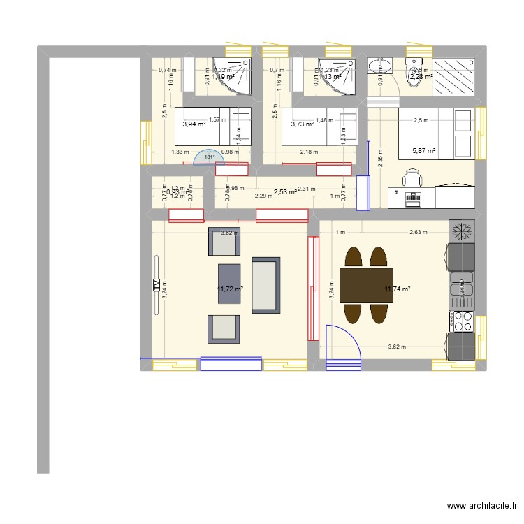 Appartement contournement. Plan de 0 pièce et 0 m2