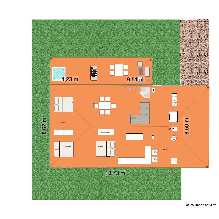 Plan maison 1. Plan de 7  et 103 m²