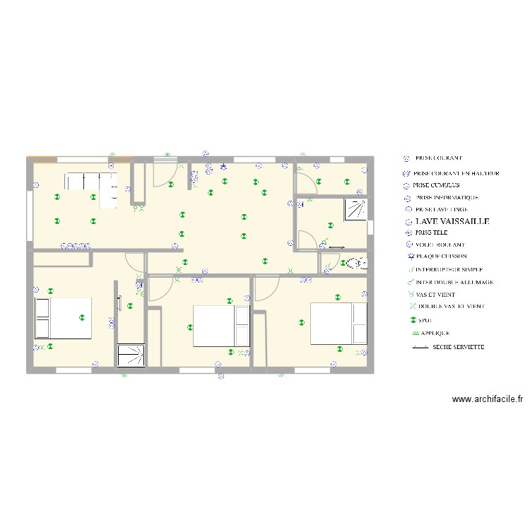 sofiane. Plan de 11 pièces et 73 m2