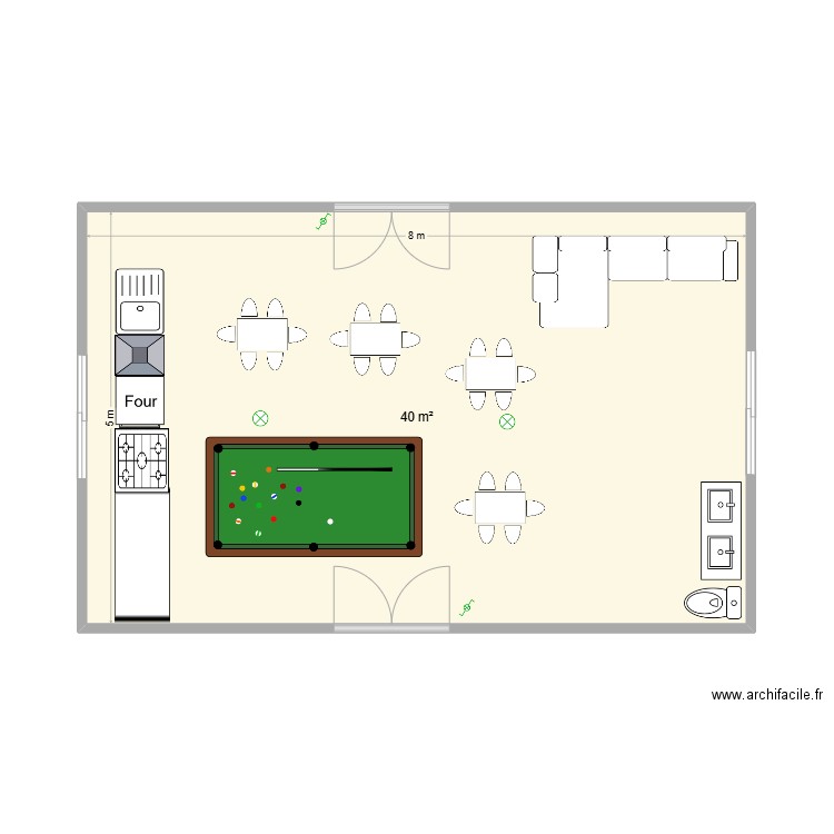 SALLE DIVERTISSEMENT GOA. Plan de 1 pièce et 40 m2