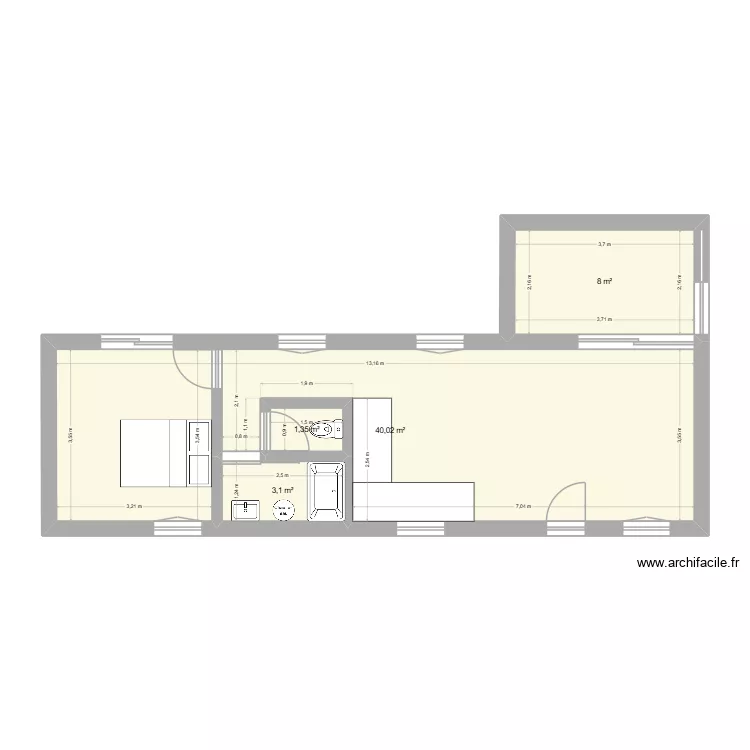 projet maison1. Plan de 4  et 52 m²