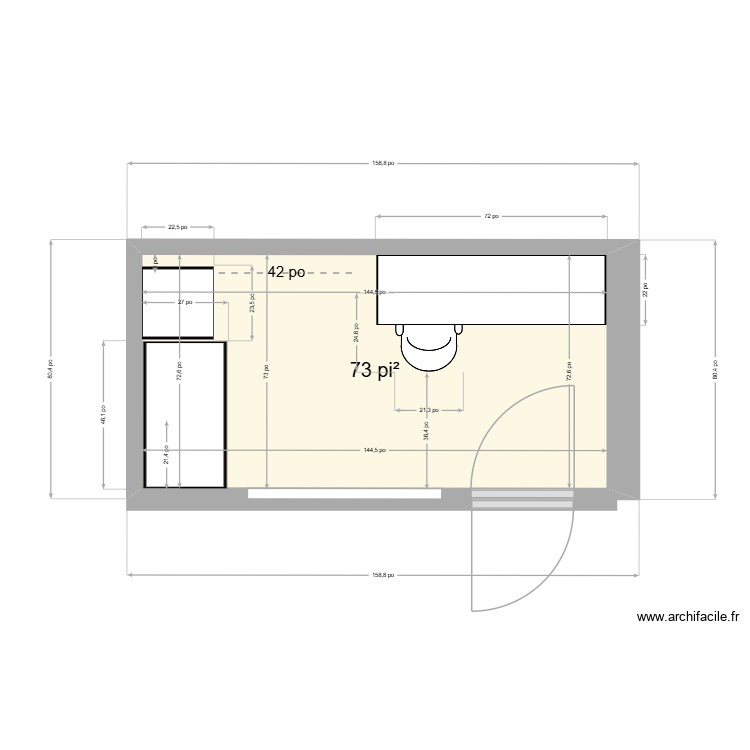 Walter piece dissimul&eacute;e. Plan de 0 pièce et 0 m2