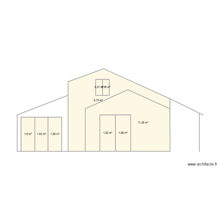 facade ouest adiac. Plan de 9 pièces et 30 m2