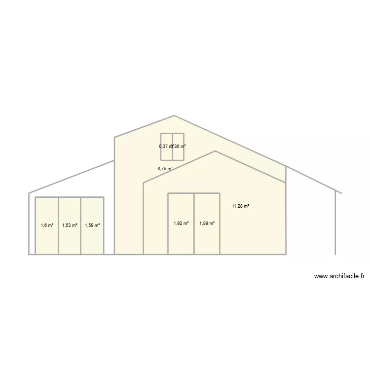 facade ouest adiac. Plan de 9 pièces et 30 m²